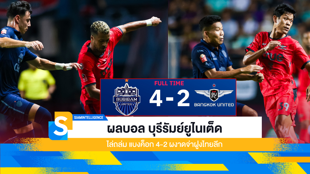 ผลบอล บุรีรัมย์ยูไนเต็ด ไล่ถล่ม แบงค็อก 4-2 ผงาดจ่าฝูงไทยลีก