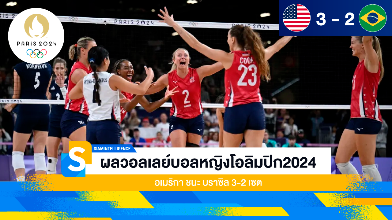 ผลวอลเลย์บอลหญิงโอลิมปิก2024 อเมริกา ชนะ บราซิล 3-2 เซต