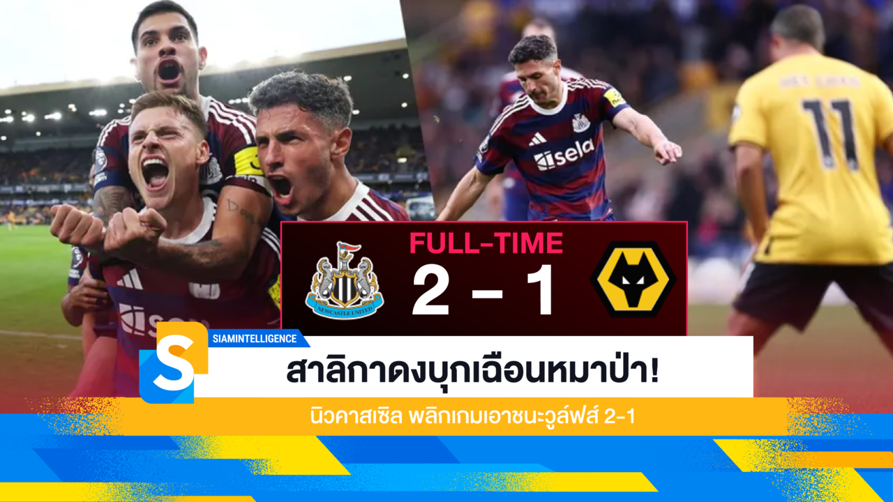 สาลิกาดงบุกเฉือนหมาป่า! นิวคาสเซิล พลิกเกมเอาชนะวูล์ฟส์ 2-1