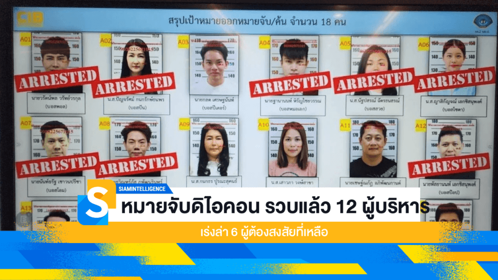 หมายจับดิไอคอน รวบแล้ว 12 ผู้บริหาร เร่งล่า 6 ผู้ต้องสงสัยที่เหลือ