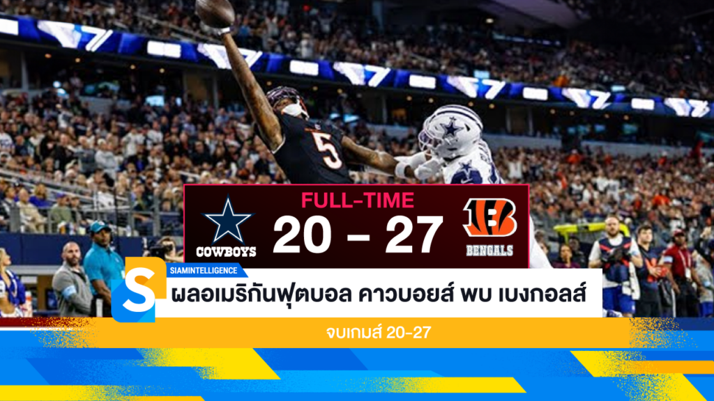 ผลอเมริกันฟุตบอล คาวบอยส์ พบ เบงกอลส์ จบเกมส์ 20-27