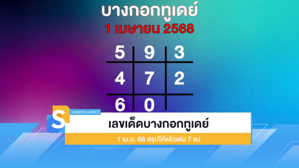 มาแล้ว เลขเด็ดบางกอกทูเดย์ 1 เม.ย. 68 สรุปให้แล้วเด่น 7 แน่