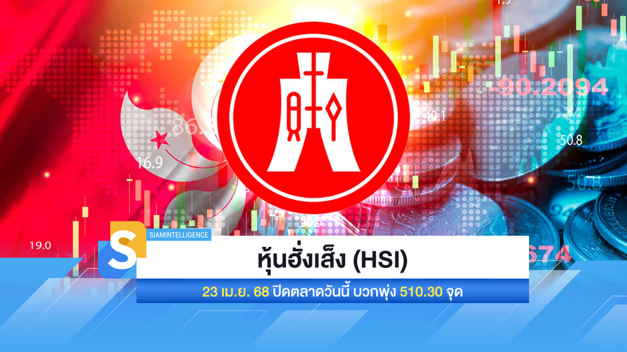 หุ้นฮั่งเส็ง (HSI) 23 เม.ย.​ 68  ปิดตลาดวันนี้ บวกพุ่ง 510.30 จุด