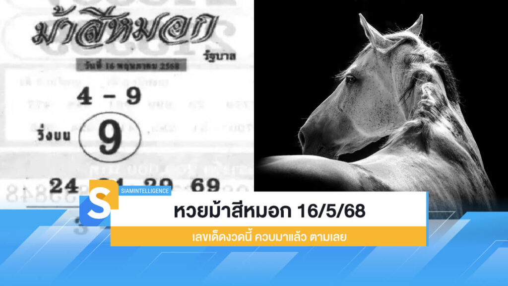 หวยม้าสีหมอก 16/5/68 เลขเด็ดงวดนี้ ควบมาแล้ว ตามเลย