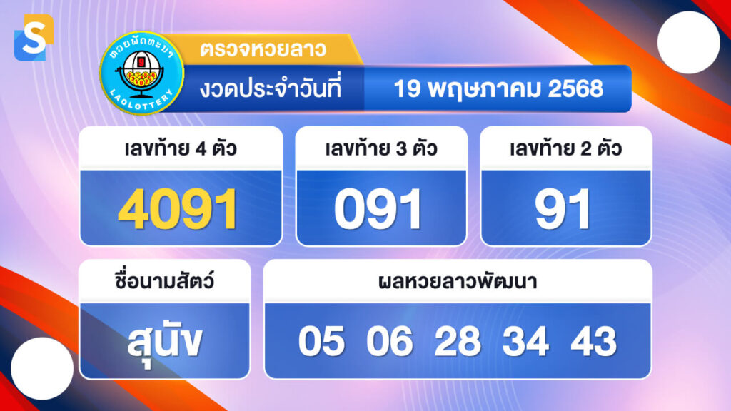 หวยลาววันนี้ 19 พฤษภาคม 2568 ตรวจหวยลาวย้อนหลัง