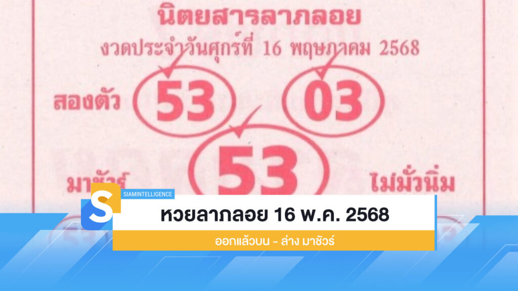 หวยลาภลอย งวด 16 พ.ค. 2568 ออกแล้วบน - ล่าง มาชัวร์