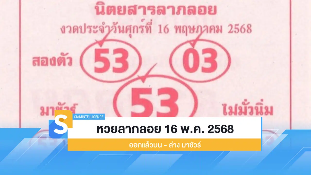 หวยลาภลอย งวด 16 พ.ค. 2568 ออกแล้วบน - ล่าง มาชัวร์