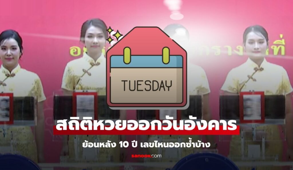 สถิติหวยออกวันอังคาร ย้อนหลัง 10 ปี เลขเด็ดงวดนี้ 1/7/68 เช็กเลขซ้ำ เลขสวย!