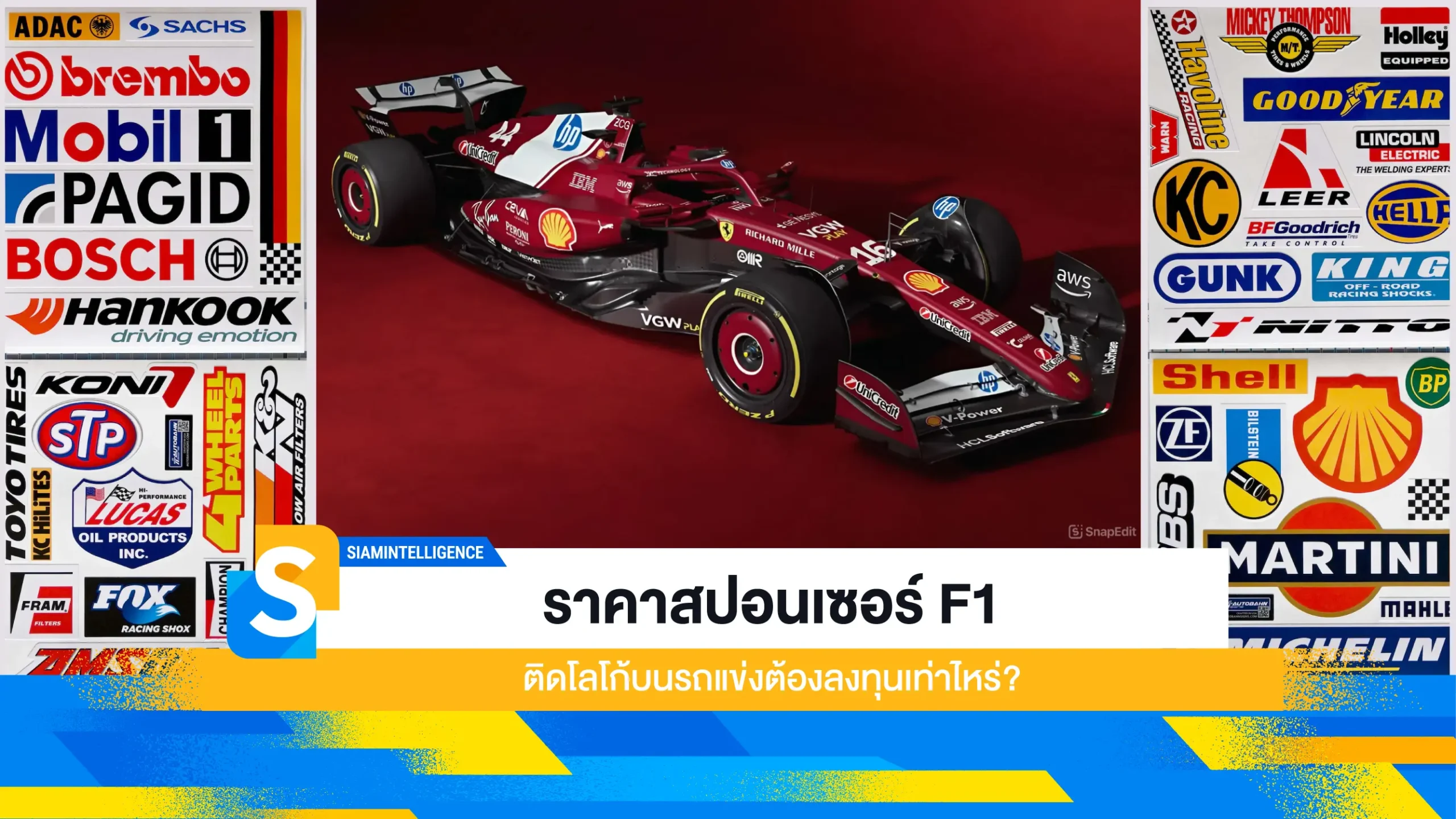 ราคาสปอนเซอร์ F1 ติดโลโก้บนรถแข่งต้องลงทุนเท่าไหร่?